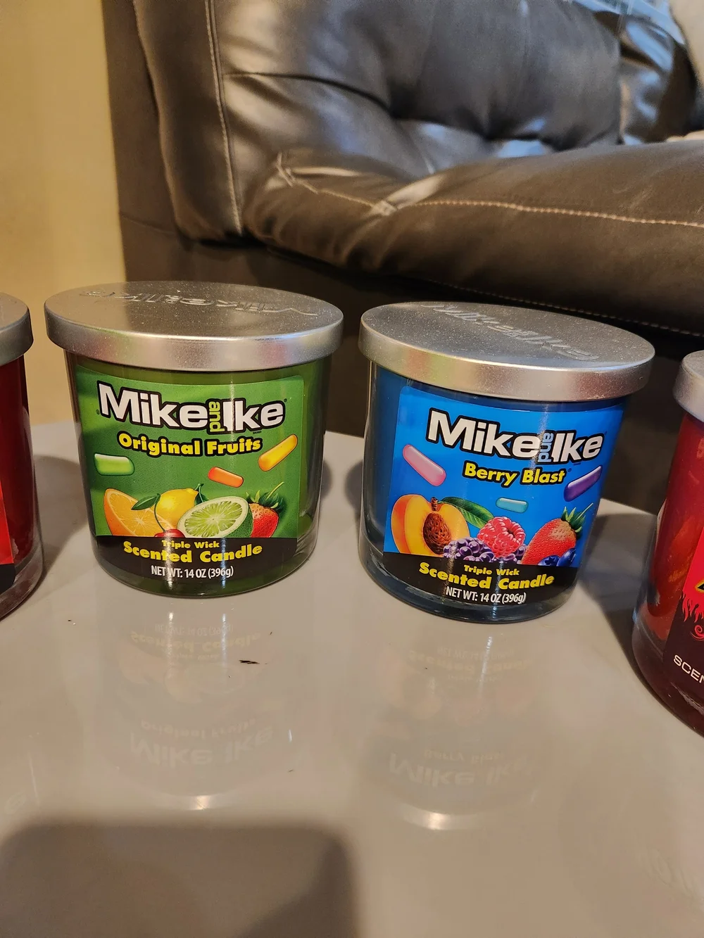 6 New Mike and Ike Scented Candle - Assorted Fruit Scents (Red, Green, Blue 14oz